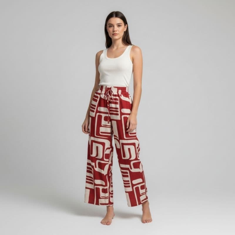 calça pantalona feminina estampada