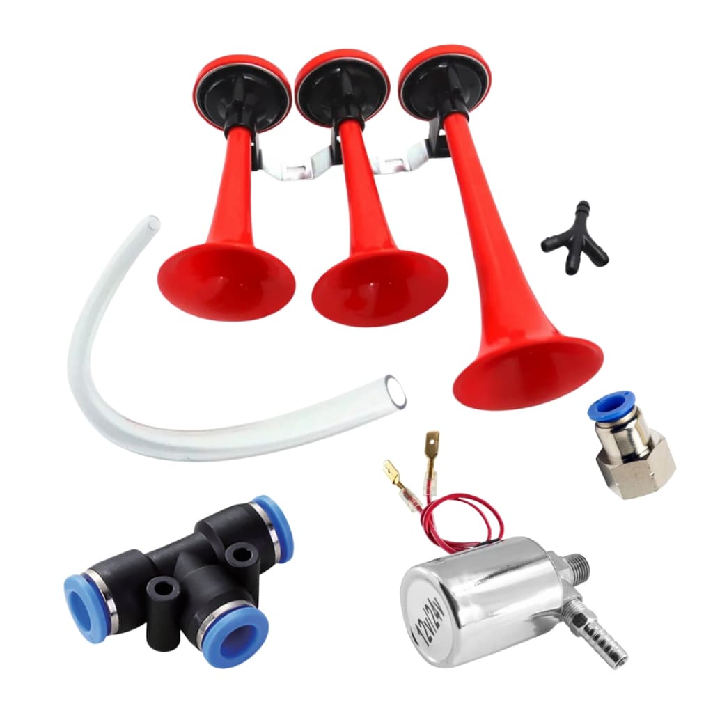 Buzina ar Caminhão 3 Corneta Verdureira Com válvula Solenoide 12v