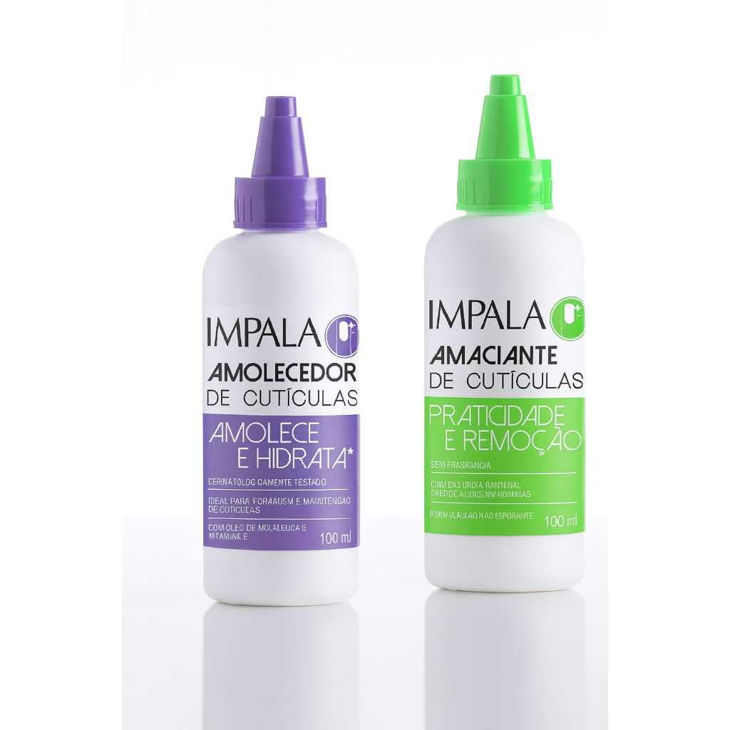 Kit Impala Amolecedor e Amaciante de Cutículas 100ml • Hidrata Amolece Remove • Profissional Manicure