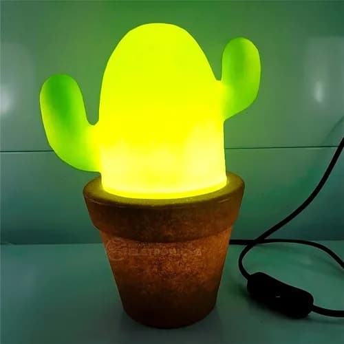 Luminária Abajur De Mesa Decoração Infantil Cactus