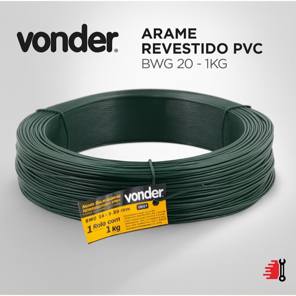 Arame Revestido com PVC Verde Vonder BWG 20 1Kg Cercas Artesanato Jardinagem