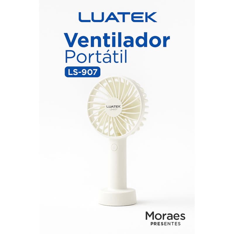 Ventilador Portátil Luatek LS-907 – Potente, Leve e Recarregável! O aliado perfeito para o calor!