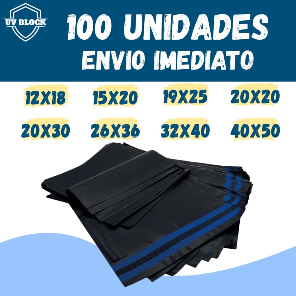 Kit c/ 100 Envelope Segurança Embalagem De Envio Correios12x18 15x20 19x25 20x20 20x30 32x40 40x50