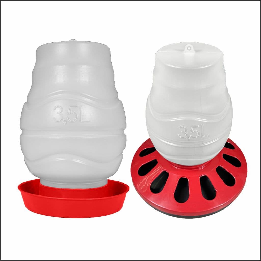 Kit Comedouro 2,7kg 12 Furos + Bebedouro 3,5lts Aves Galinha Codorna