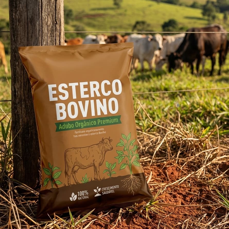 Esterco Bovino Orgânico MISTO 15KG  – Adubo Natural para Vasos, Hortas e Jardins