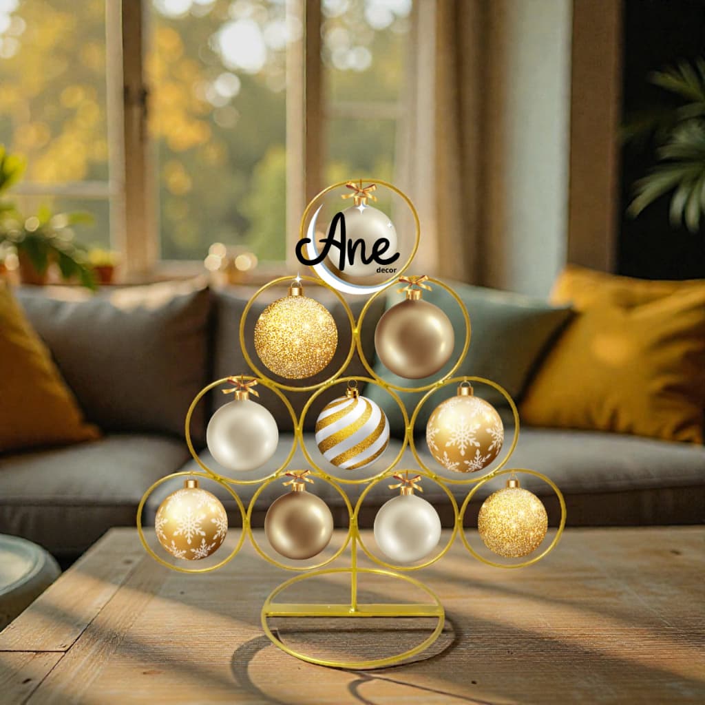 Árvore de Natal Argolada P de Ferro Decoração Natalina Casa Sala Rack Cozinha 37x16