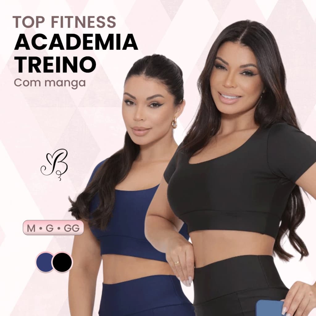 Top Fitness Feminino Com Manga Academia Treino Conforto