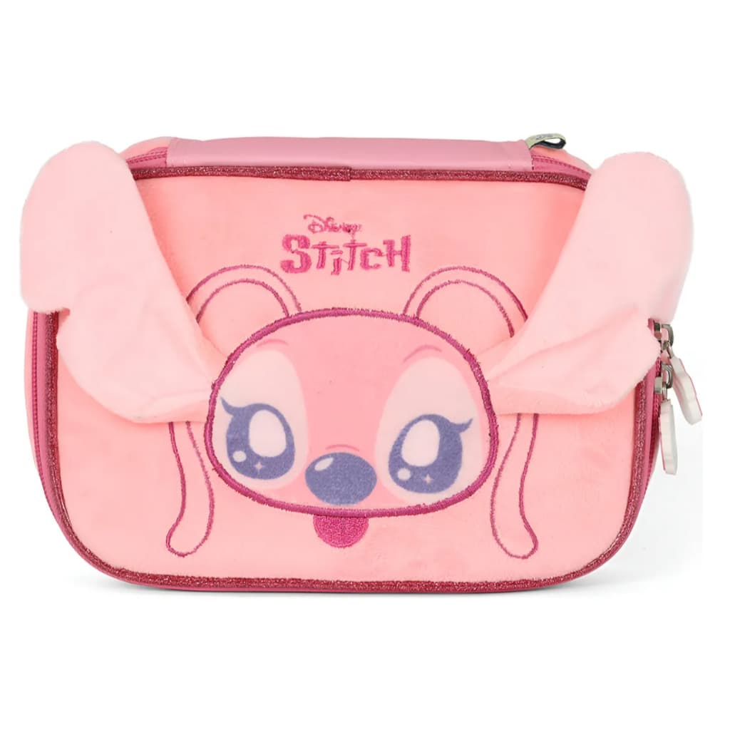 Estojo Box Escolar Infantil Stitch Pelúcia Disney - Rosa