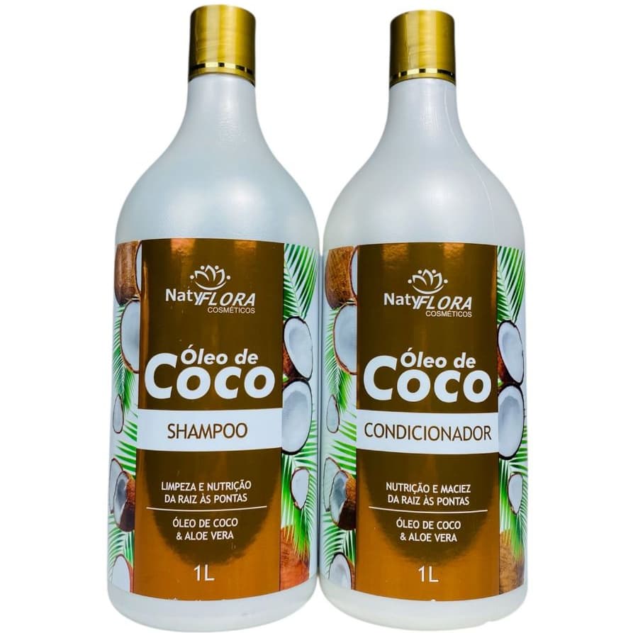 Kit Capilar Óleo de Coco 2 Passos Nutrição e Maciez 1L NatyFlora