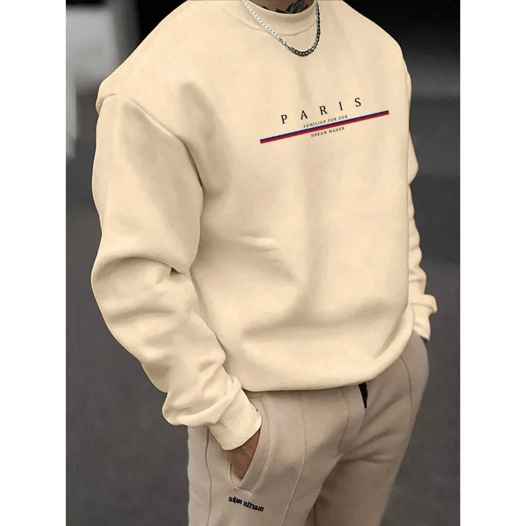 Blusão gola redonda dream maker blusa de frio Paris moletom algodão modelo casual moletom inverno