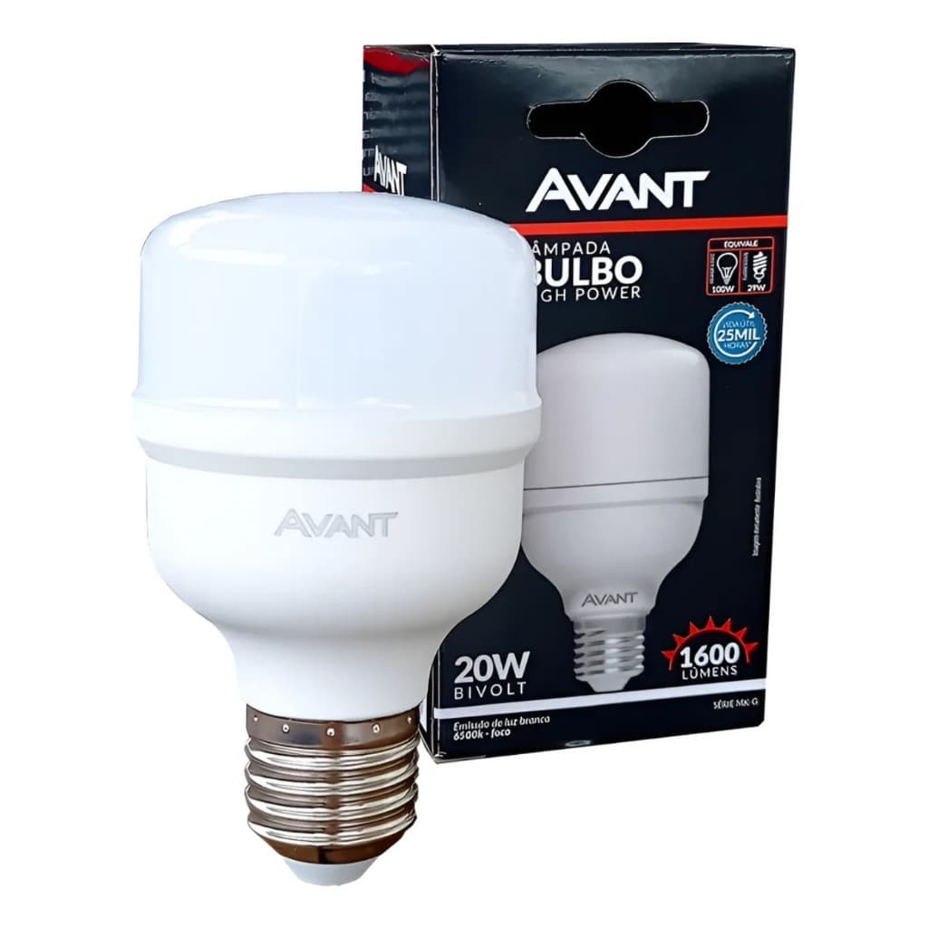 Lâmpada Bulbo Led Alta Potência Led 20w Bivolt Avant 6500k 127/220v Branco-frio