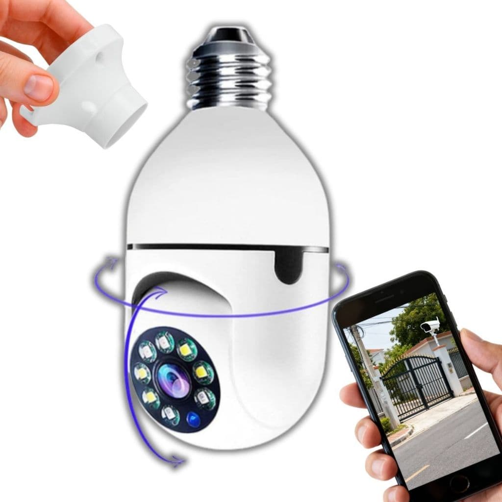 Câmera Lâmpada de Segurança Inteligente para Bocal E27 Monitoramento por APP Via WIFI Câmera 360