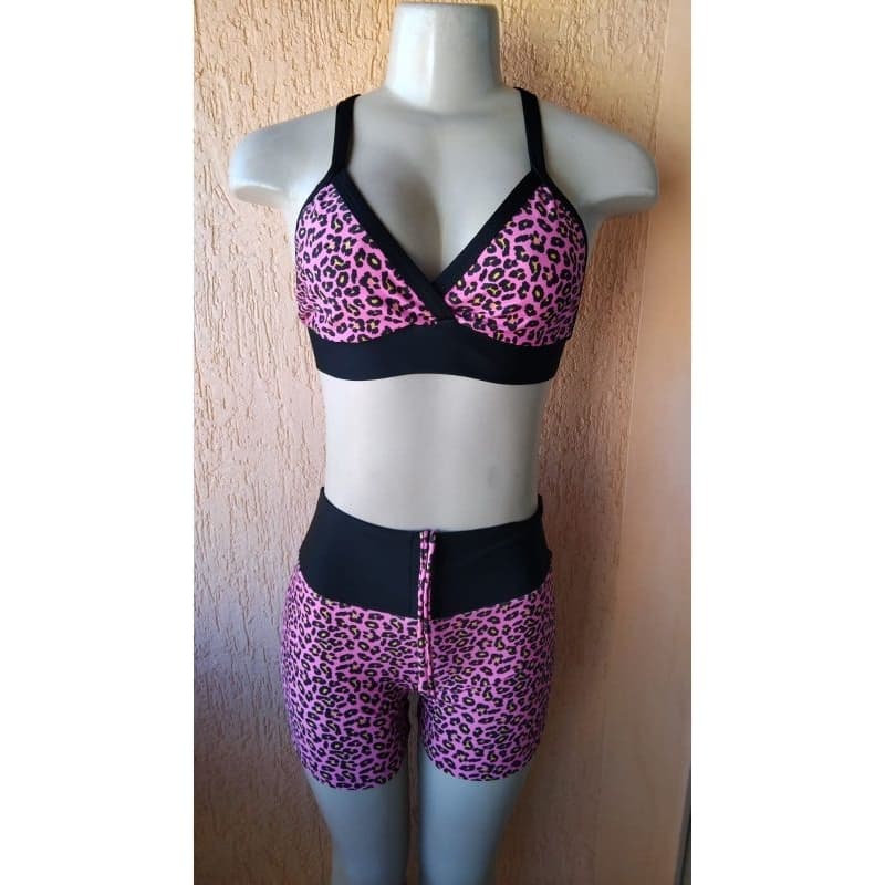 BRECHO Conjunto Fitness P M Short e Top Sem Bojo Semi-Novo Treino