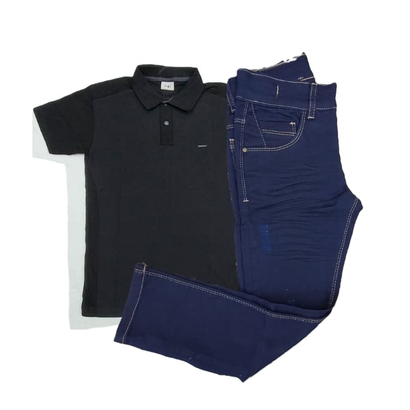 Kit Calça Jeans Sil Fit + Polo Juvenil Menino do 10 ao 16