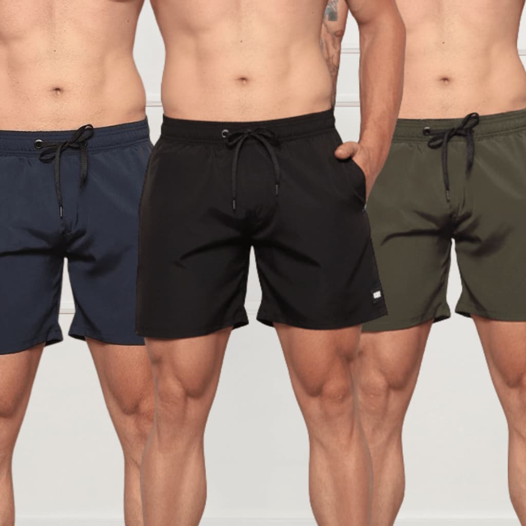 Kit 3 Bermudas Tactel Masculina Shorts Poliéster e Elastano Casual Verão Treino Academia Fitness