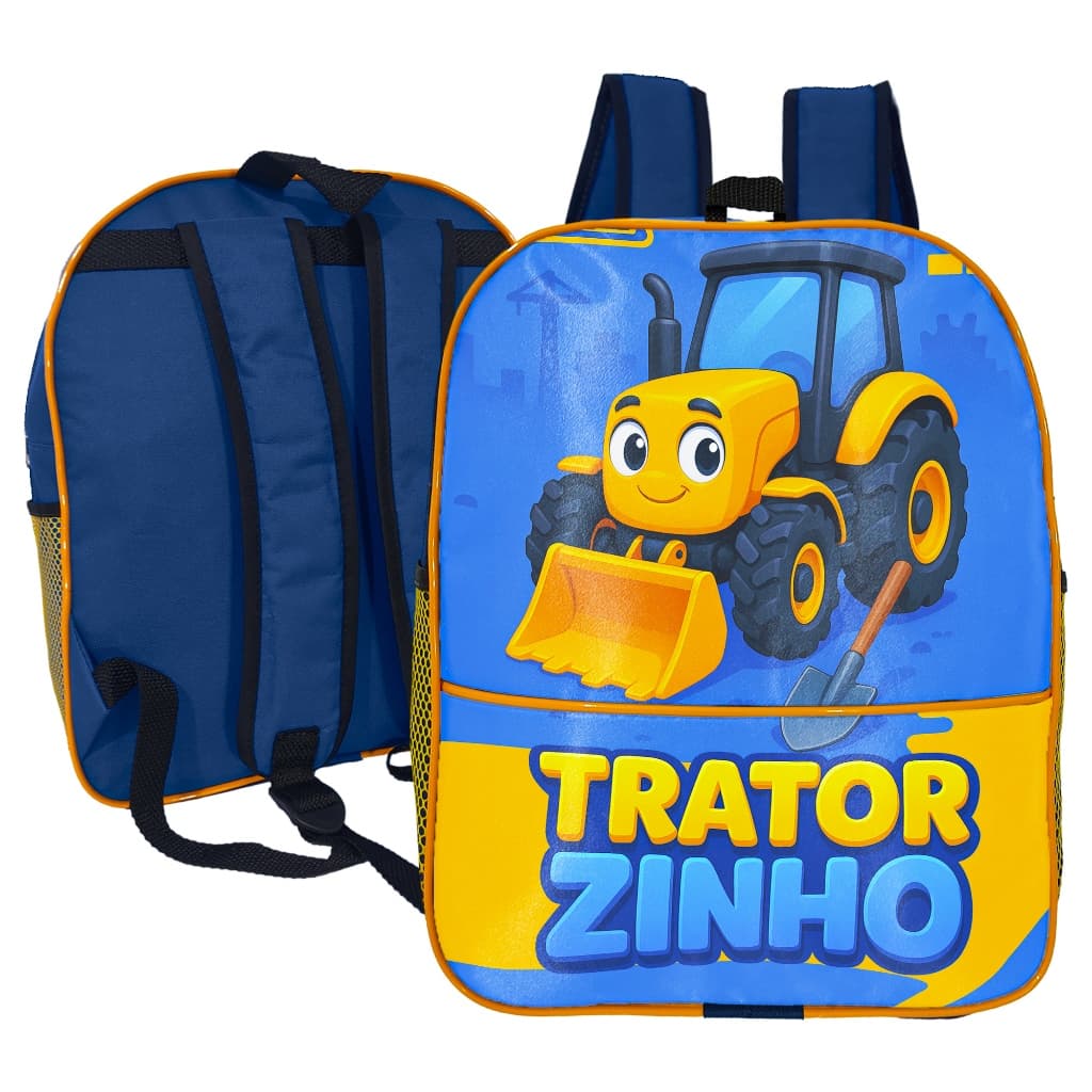 Mochila de Costa Infantil Pequena Menino Tema Estampa Tratorzinho –  Resistente com Alça Ajustável