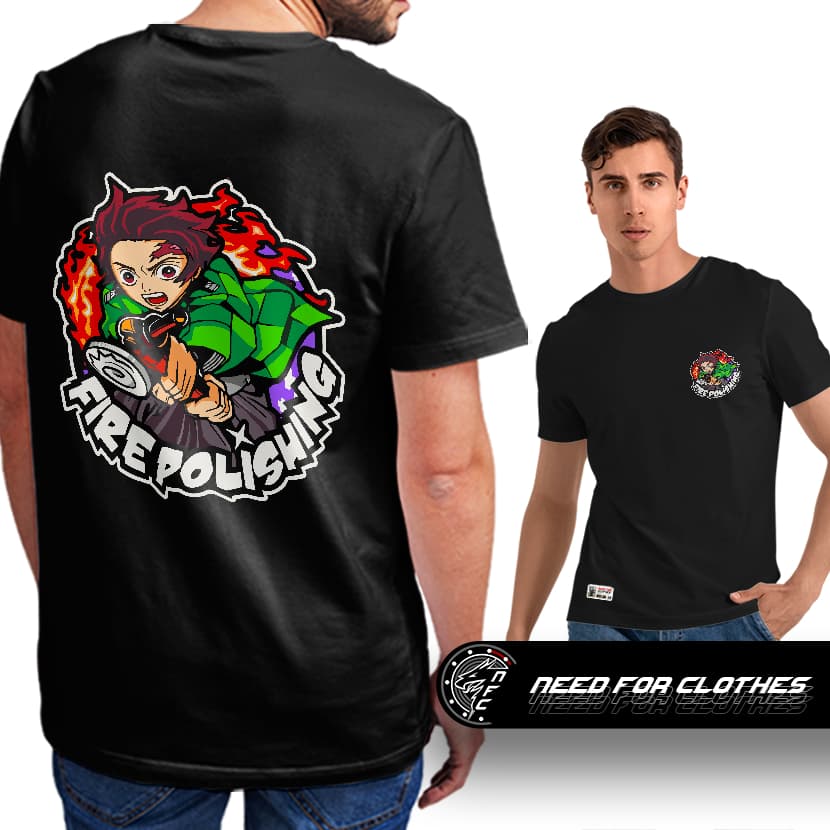 Camiseta O Caçador das Chamas Tanjiro Fire Polishing, Politriz Automotiva, Cultura Detailing