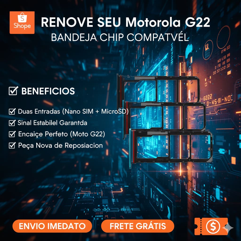 Gaveta de Chip Compatível Motorola Moto E20 / G22 + Chavinha | Bandeja Sim Card | Produto Novo