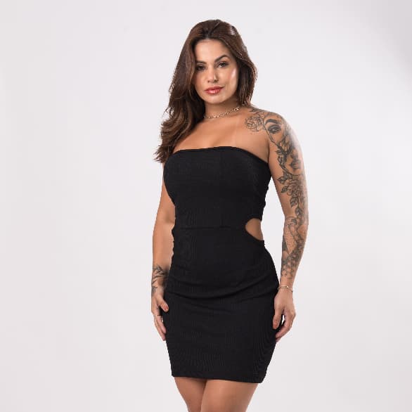 VESTIDO TUBINHO CURTO TOMARA QUE CAIA CANELADO