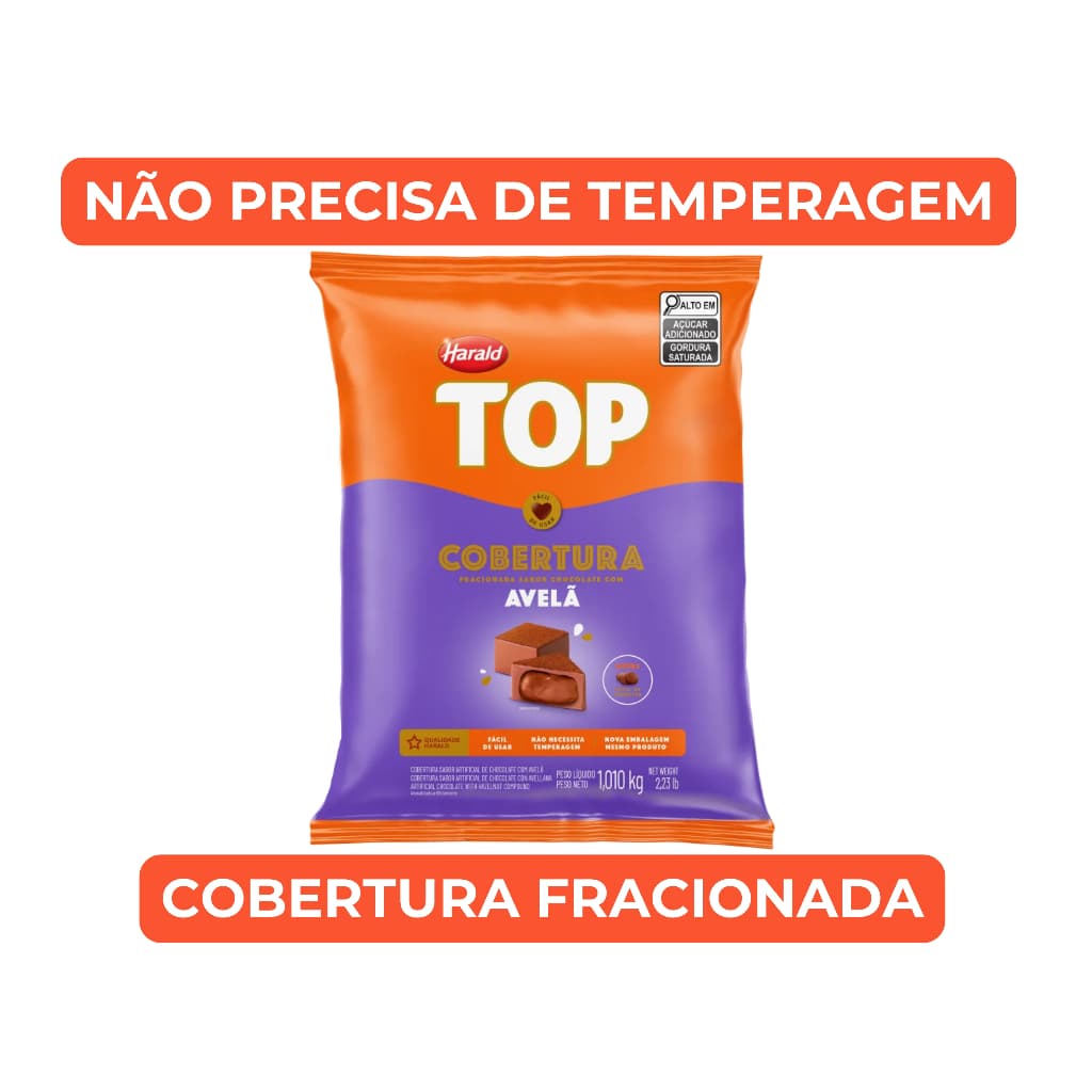Cobertura Harald Top Gotas Sabor Avelã 1,010kg Chocolate Fracionado Confeitaria