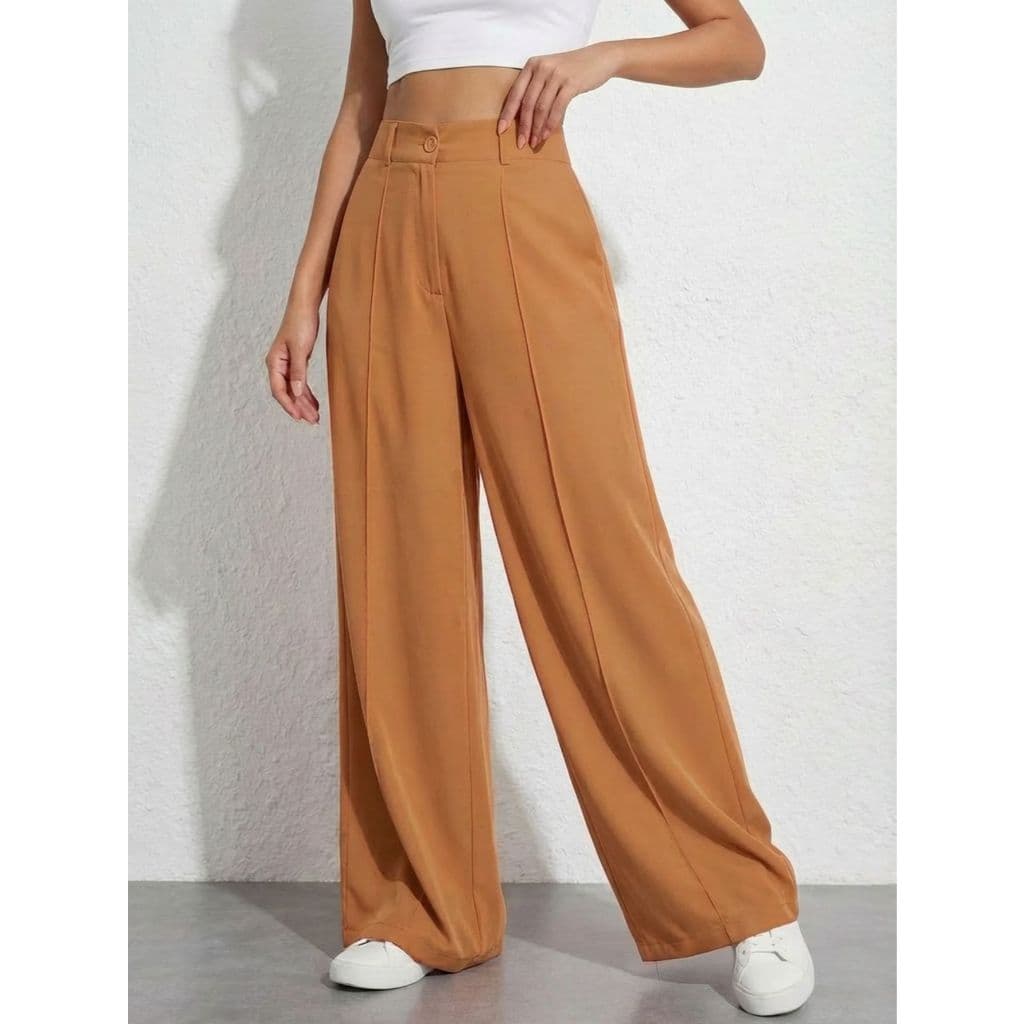 REF: Y278 Calças Largas Femininas de Cor Sólida, Estilo Elegante e Casual, Perfeitas para Festa,