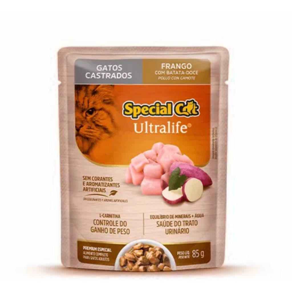 SACHE SPECIAL CAT GATO CASTRADO FARNGO 85GR CADA SACHE GATO CASTRADO FRANGO  SPECIAL CAT CASTRADO