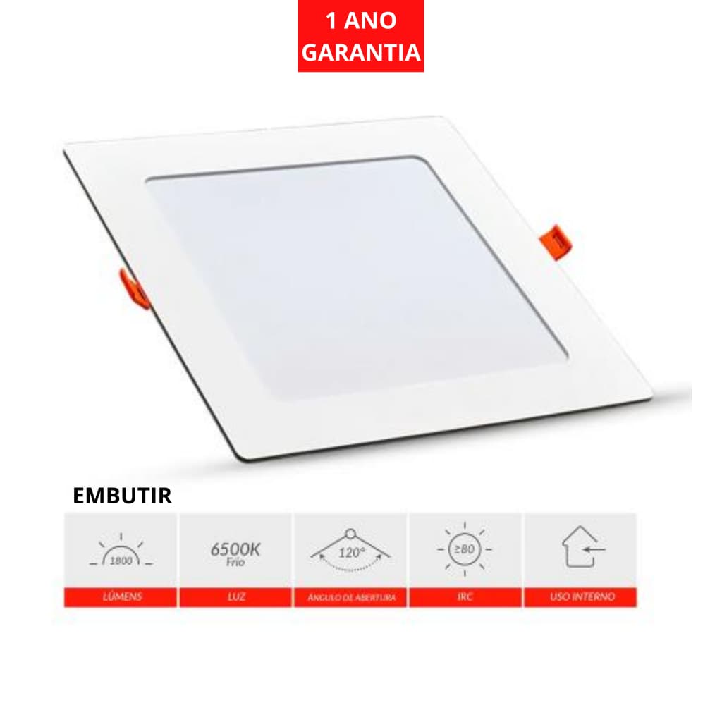 Painel plafon Ps Led Embutir Quadrado 18w, 24w e 30w - Avant