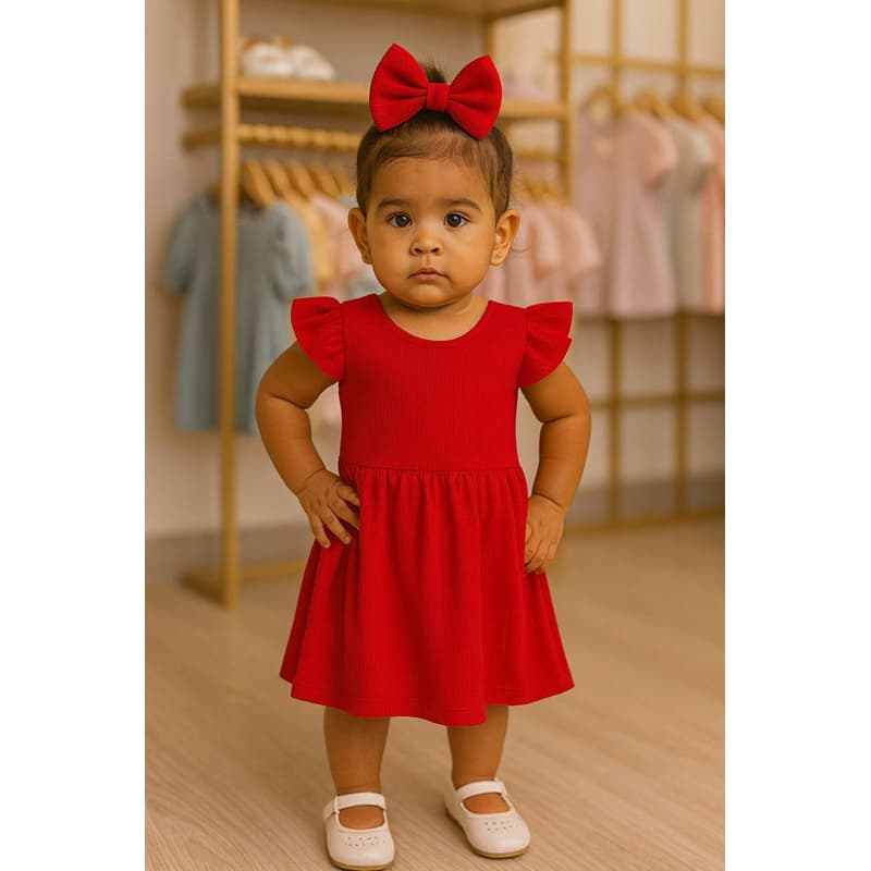 vestido + laço de cabelo