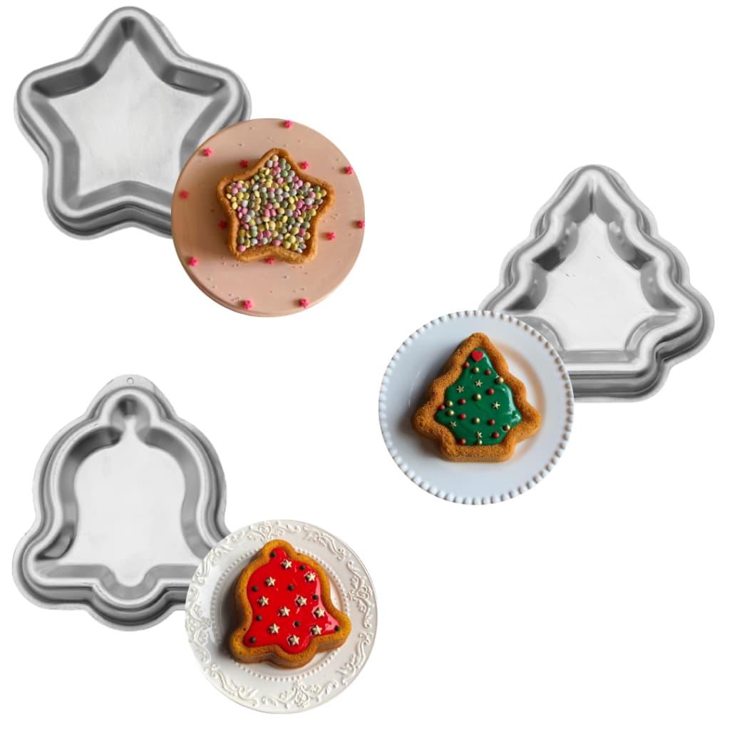 Kit 3 Formas Decoradas Bolo Brownie 18cm Marca Caparroz Natal