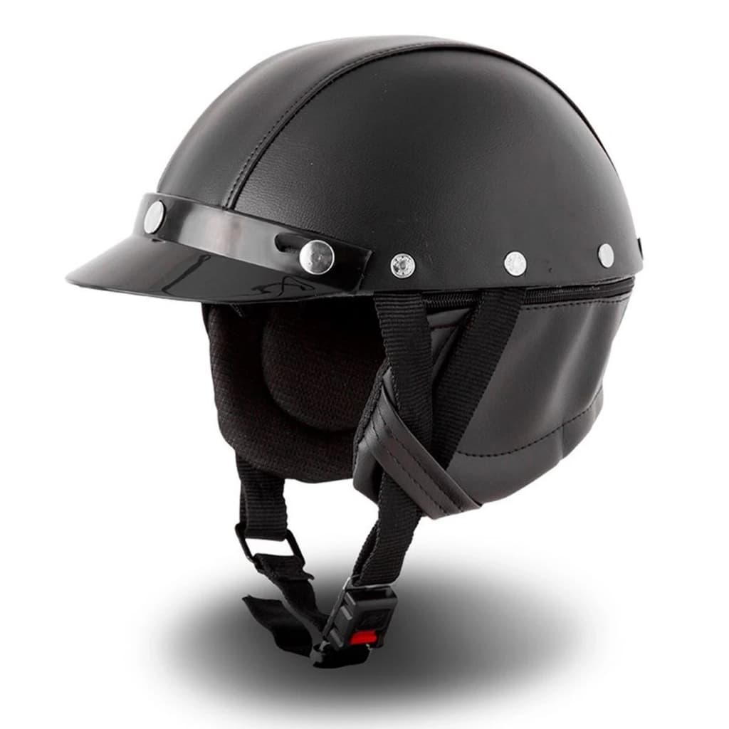 Capacete Com Protetor de Orelha Removivel Coquinho de Couro Motos Custom Scooter Eletrica Moto Clube Pro Tork Etceter