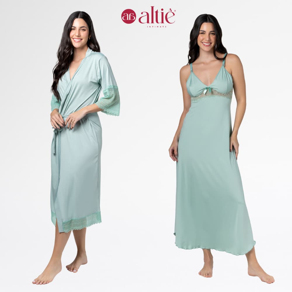 Kit Camisola e Robe Longo Amamentacão Feminino | Conforto, Elegância e Sensualidade para Noite