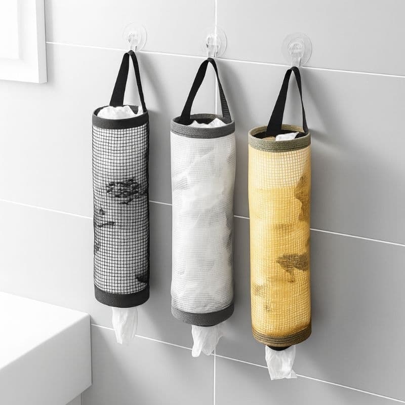 Puxa Saco Dispenser de Sacolas Plásticas Parede Preto Fixação  Cozinha e Lavanderia Organiza