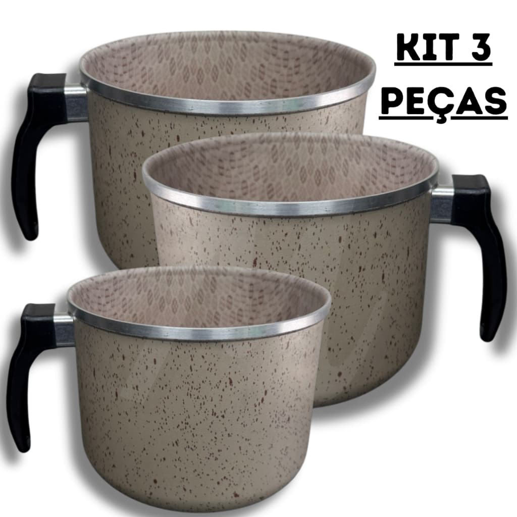 JOGO DE CANECAO , KIT OU INDIVIDUAL FERVEDOR LEITEIRA TEFLON MMS, ANTIADERENTE 1/2/3 PEÇAS