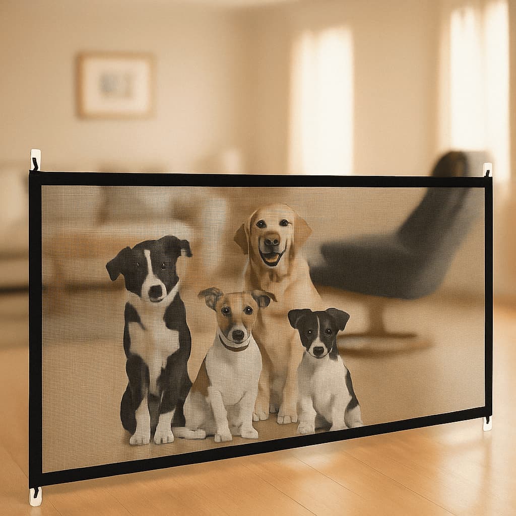 Tela Proteção Pet Cães Gatos Porta 110x73cm Sem Furos Rede Segurança Grade Divisória Adesiva