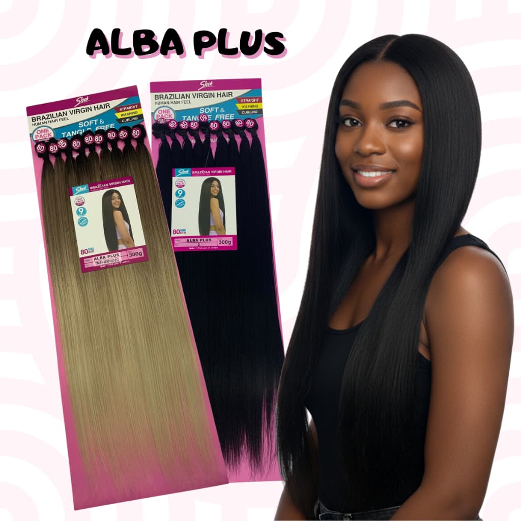Cabelo Liso Bio Fibra 9 Telas Alba Plus Mega Hair 80cm 300g