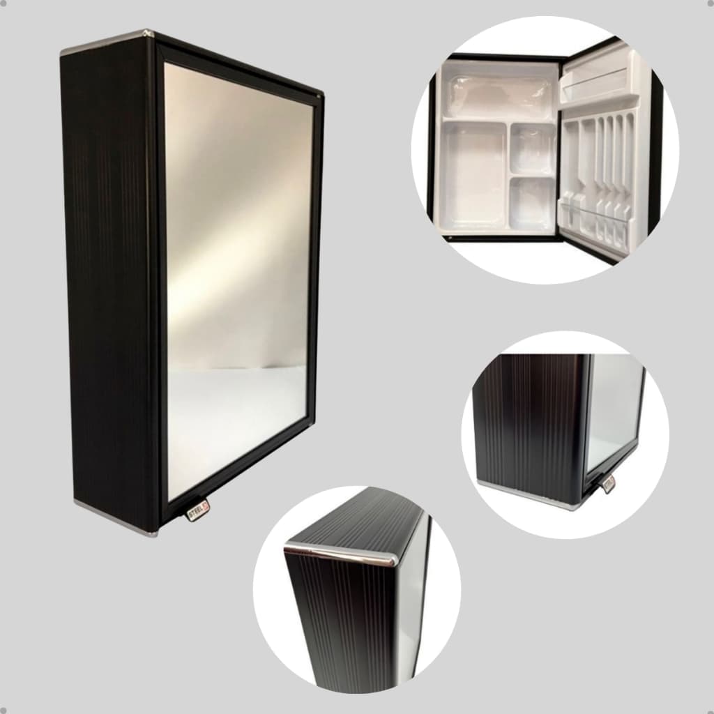 Armário De Alumínio Preto P Banheiro Com Espelho 28,5x38,5cm Prateado