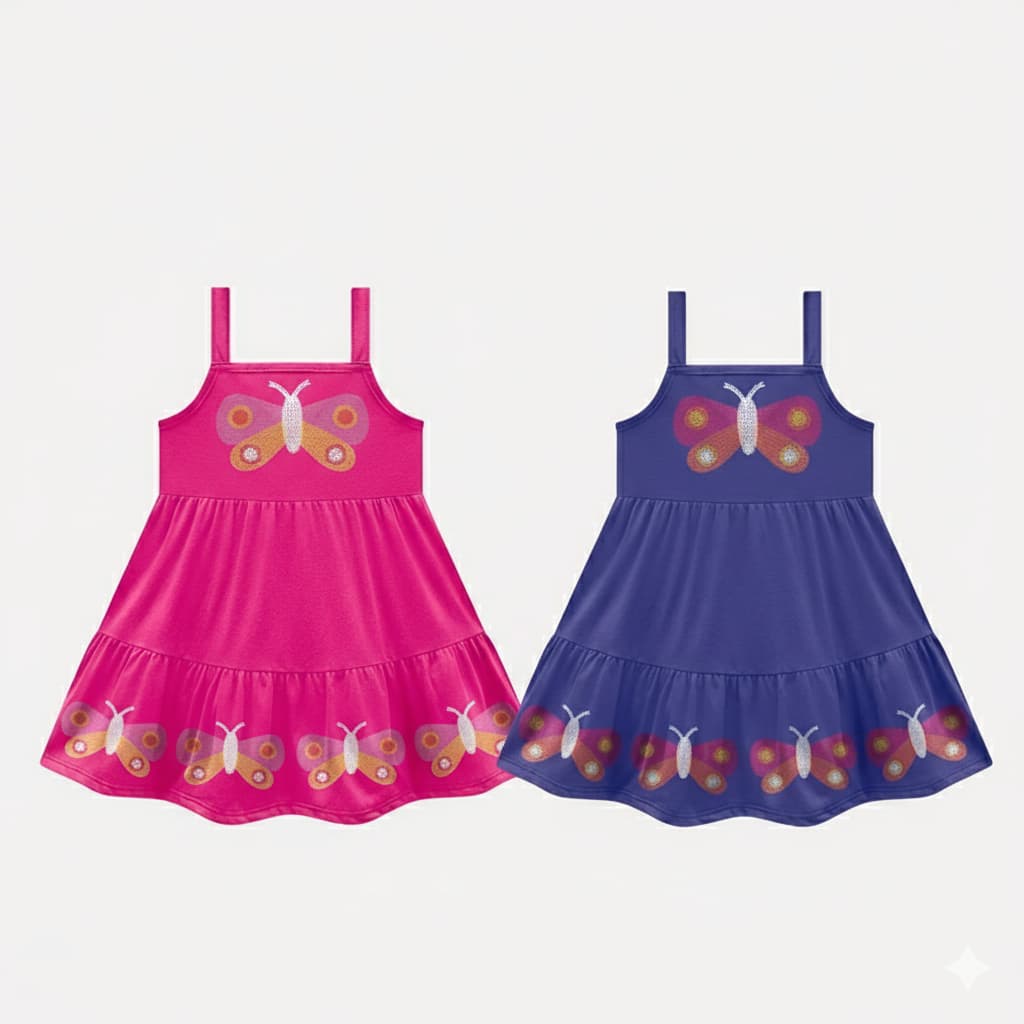 Vestido Infantil Kyly Menina Borboleta Fresquinho Verão Delicado