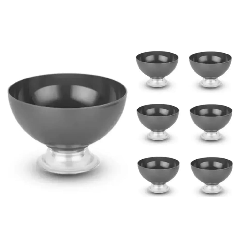 Conjunto De 6 Taças 370ml Em Acrílico P Sobremesas Pote Bowl Preto