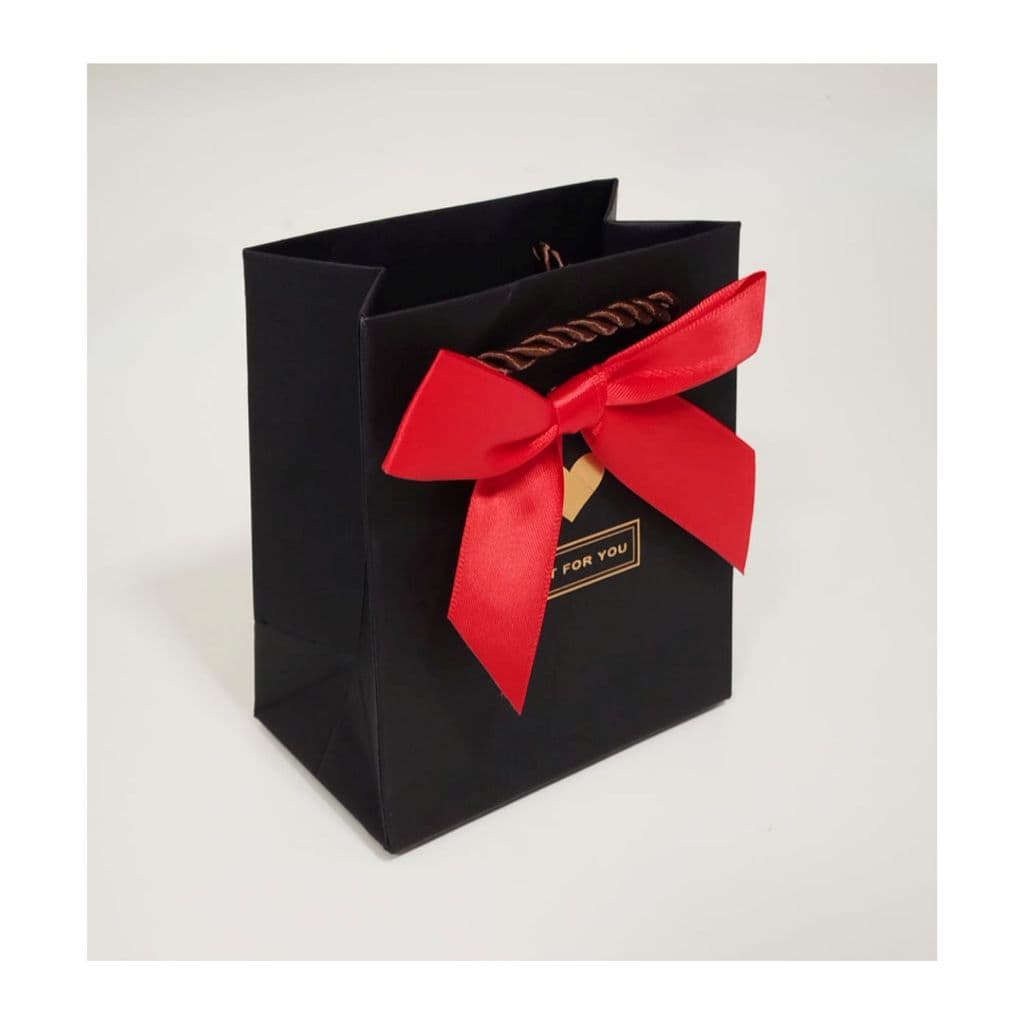 Sacola de Papel p/ Presente Preto Estampada 12x10x6 cm - Pct c/ 12