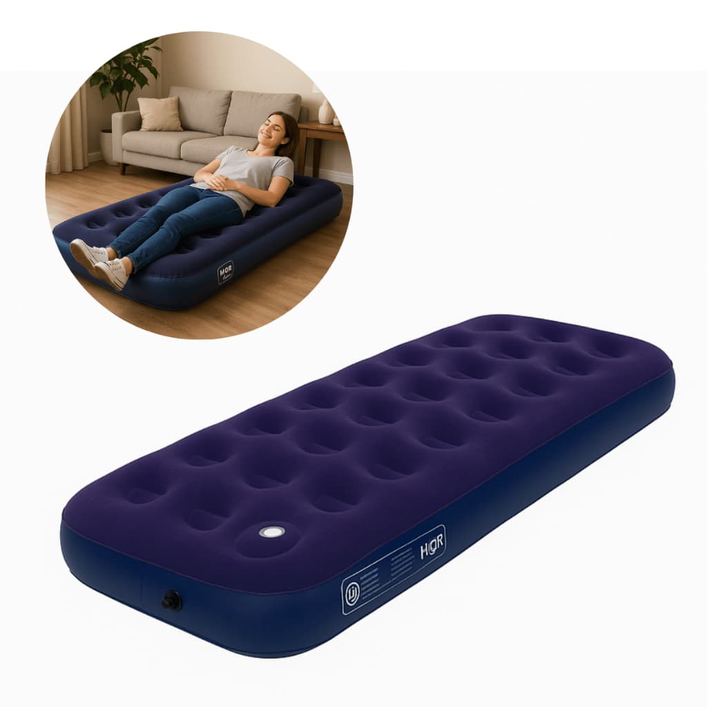 Colchão Inflável Solteiro Azul Durável Até 100kg Camping/Hóspede