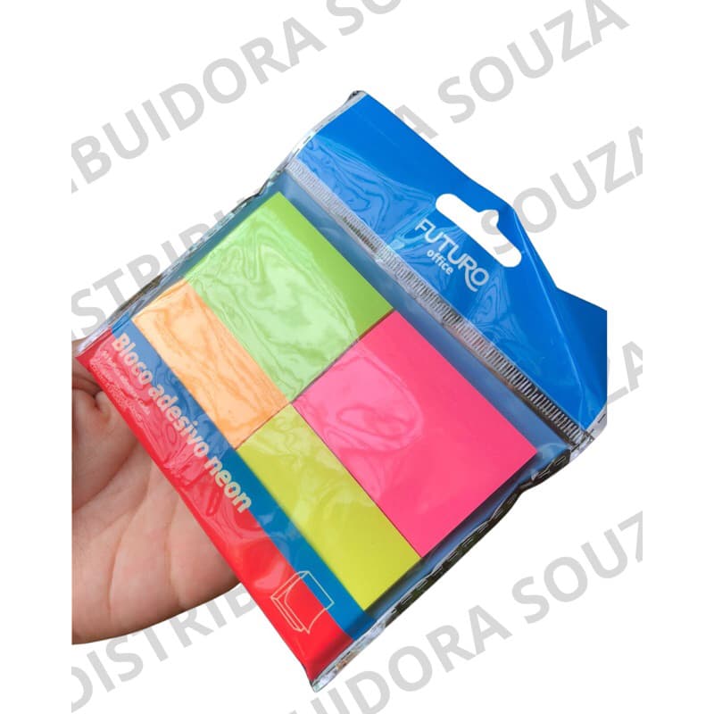 Blocos de notas, bloco adesivo, com 4 bloquinhos NEON, quadradinhos 38mmx50mm 50 folhas