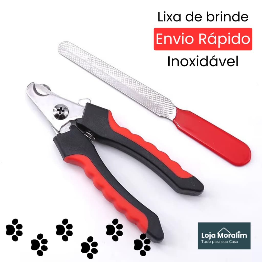 Kit Alicate Cortador Tesoura de Unha para Pet Cachorro Cães Gatos 12cm + Lixa 14cm