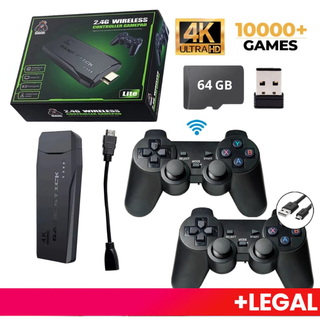 Video Game Stick 10 mil Jogos Retrô Antigo 100 Original 4K Controle Sem Fio De Ótima Qualidade e Resolução Portátil