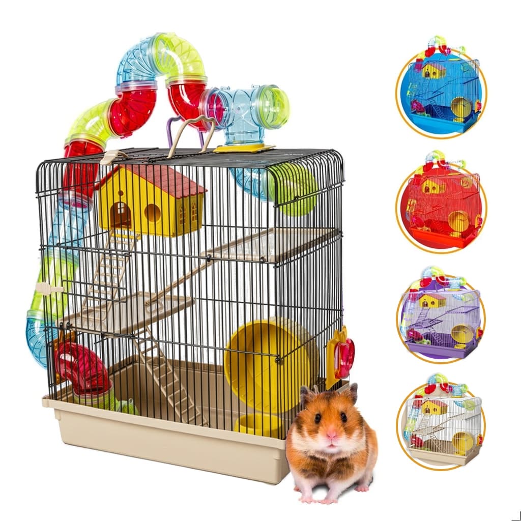 Gaiola Hamster Labirinto Tubo Super Luxo 3 Andares Completa