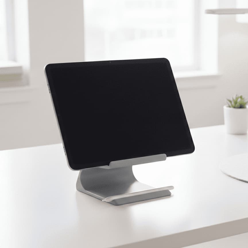 Suporte de Tablet e iPad para Mesa | Espaço para Caneta + Passagem de Cabo