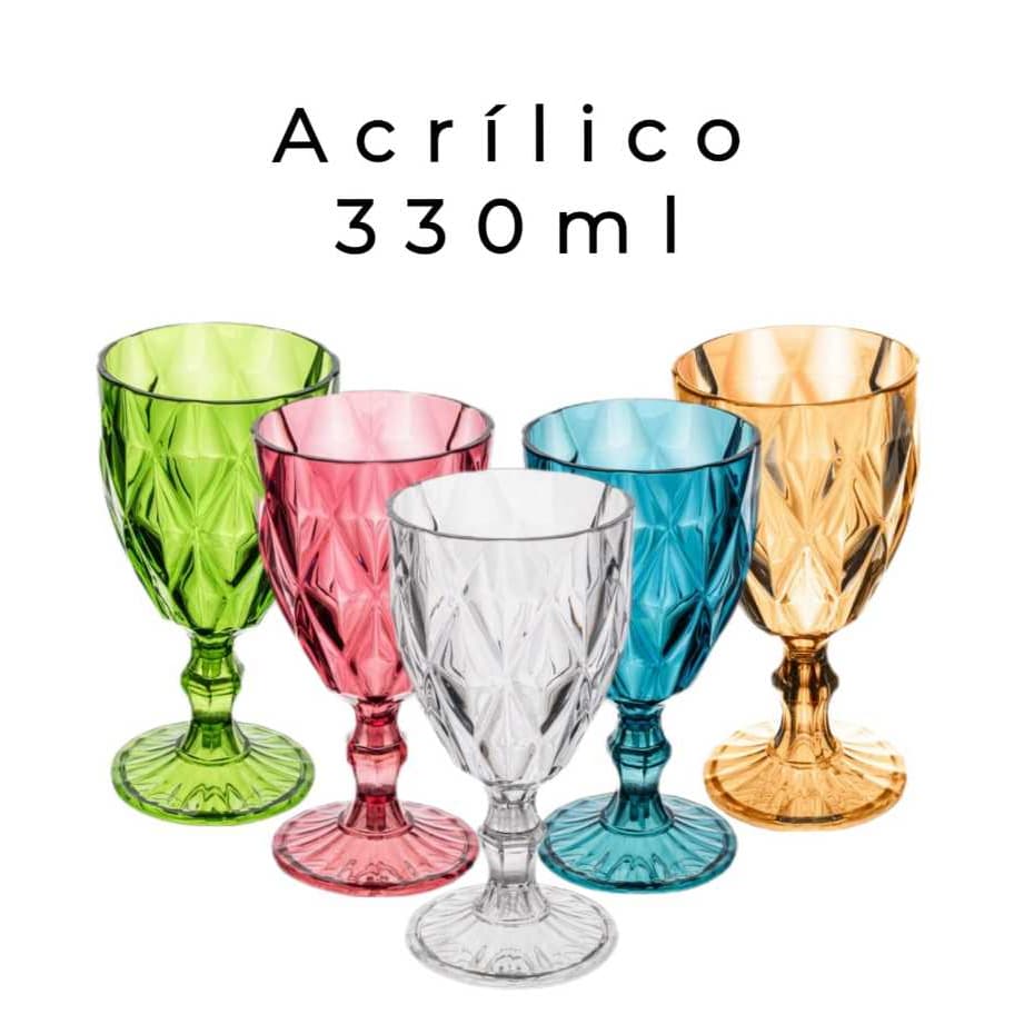 Jogo 6 Taça de Acrílico Diamond Lyor 330 ml  Grande Mesa Posta