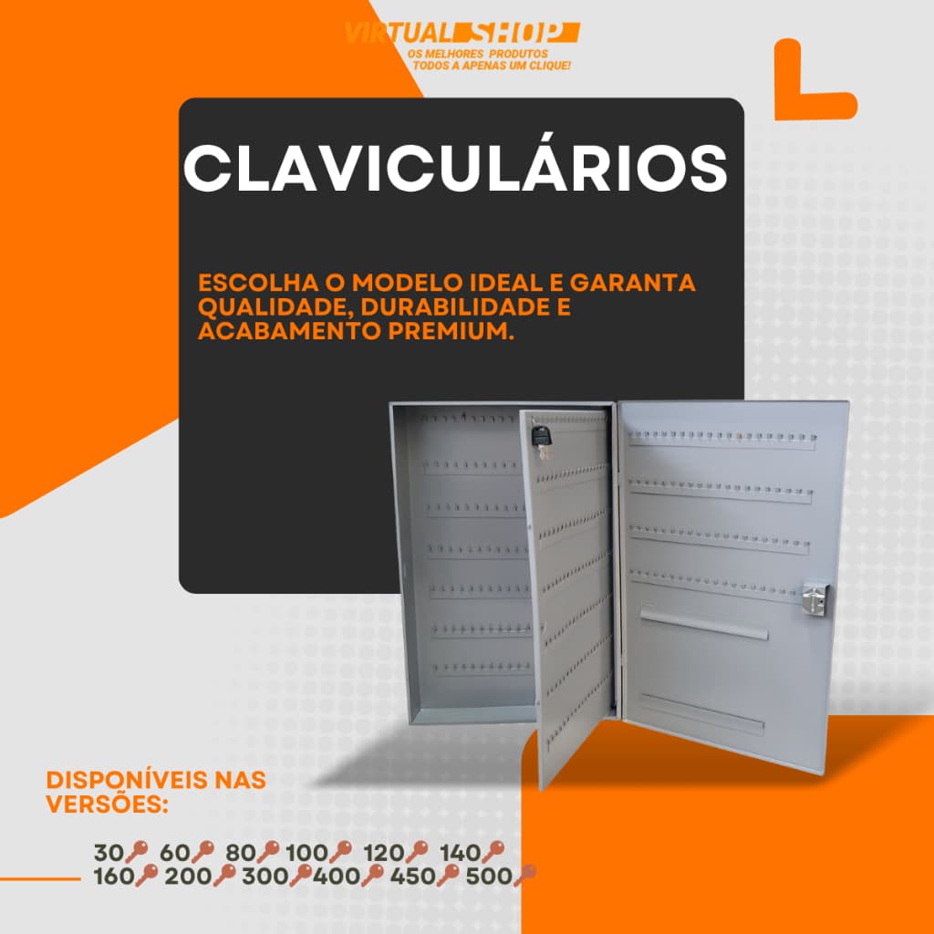Claviculário Organizador de 80 a 120 Chaves - Porta Chaves Em Aço