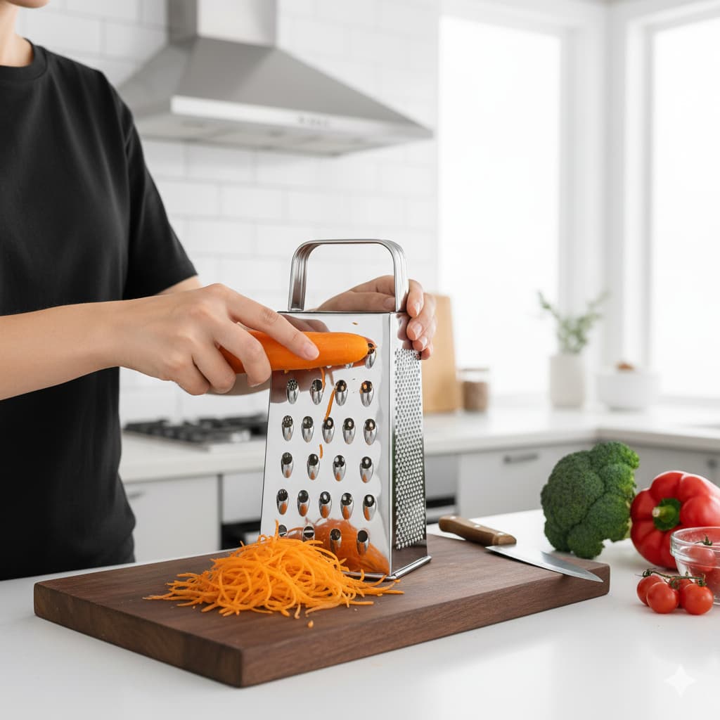 Ralador Multifuncional 4 Faces Inox 18cm Cortador Queijo Legumes Frutas Utensilio Cozinha