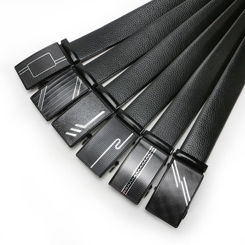 Cinto Masculino Social Couro Sintetico Fivela Automatica Luxo Cinto Homem Preto Prata
