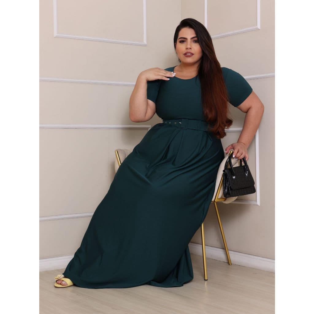 Vestido Longo Estampados Floral Acompanha Cinto Moda Cristã